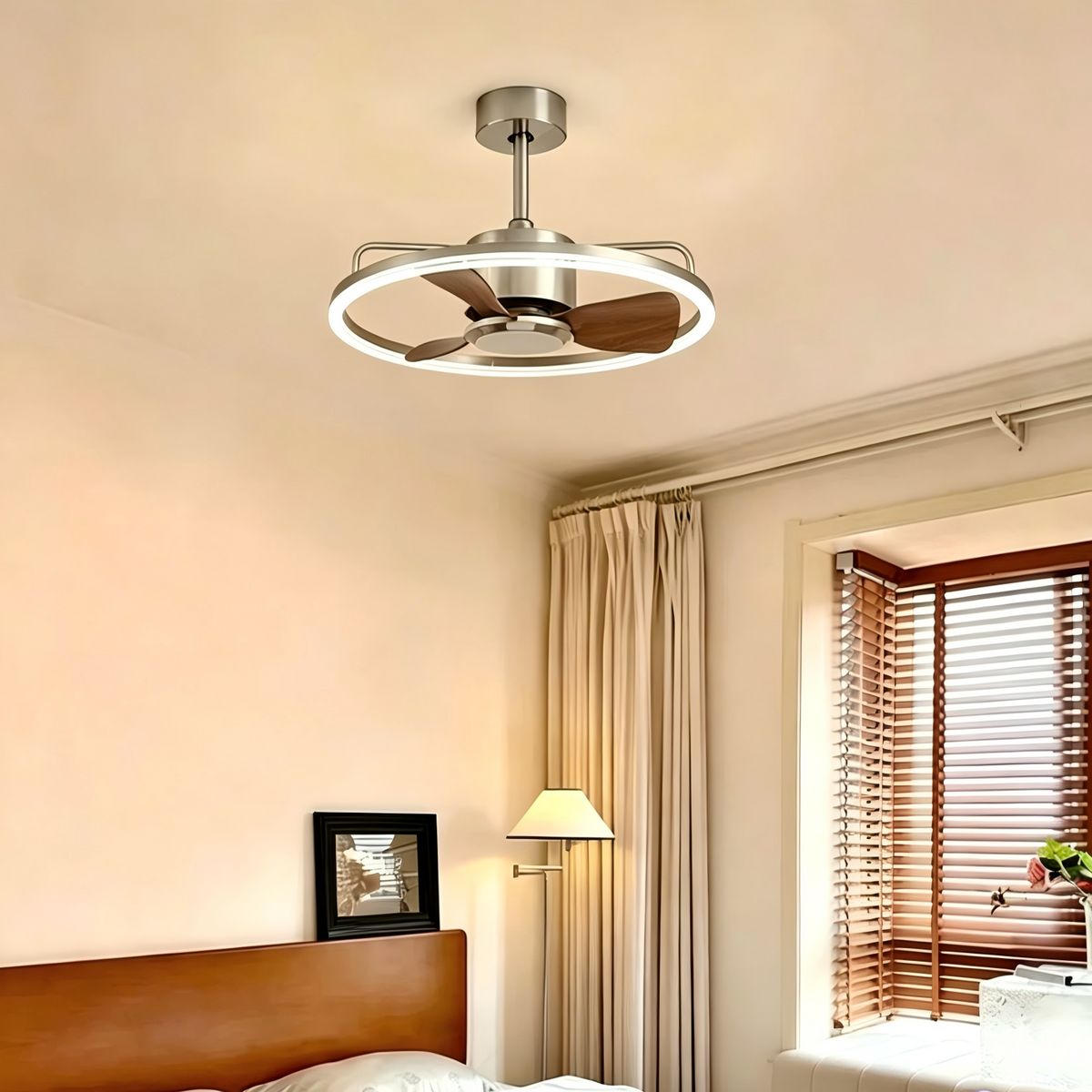 Modern Wood Grain Ceiling Fan Light