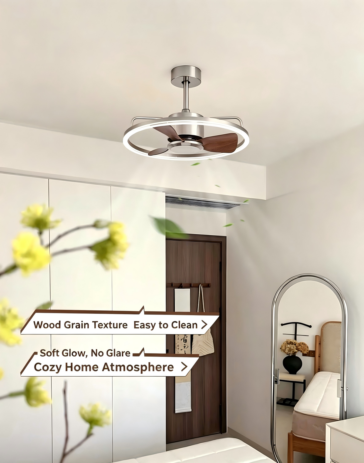 Modern Wood Grain Ceiling Fan Light