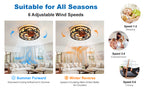 20" Caged Ceiling Fans with Lights and Remote Flush Mount Farmhouse Industrial Bladeless Ceiling Fan
