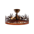 Farmhouse Rustic Ceiling Fan with Light and Remote, 21.7"