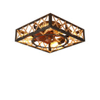 Farmhouse Rustic Ceiling Fan and Remote Control,Square Caged Industrial Ceiling Fixture with 6 Speeds