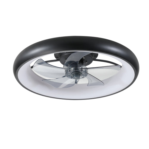 Farmhouse Black Ceiling Fans with Lights, 21.7" Flush Mount Ceiling Fan with Remote & APP Control