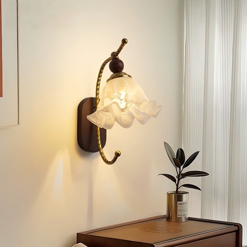 CASAGD Vintage Flower Wall Lamp Bedroom Ambient Lighting