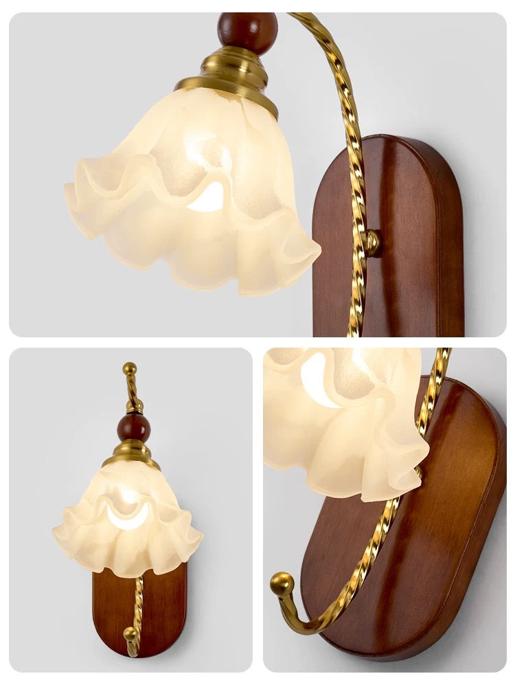CASAGD Vintage Flower Wall Lamp Bedroom Ambient Lighting