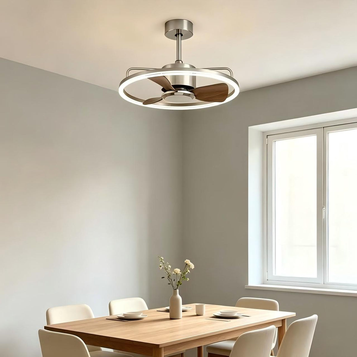 Modern Wood Grain Ceiling Fan Light