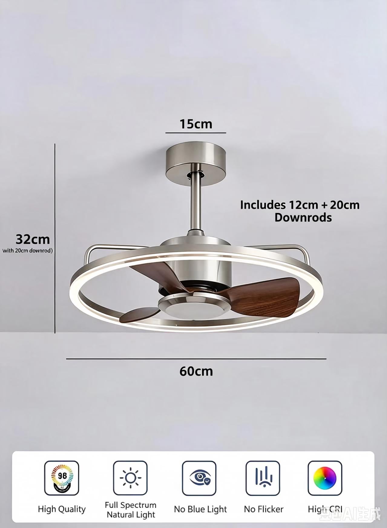 Modern Wood Grain Ceiling Fan Light