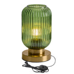 Bedside Table Lamp with Green Glass Shade