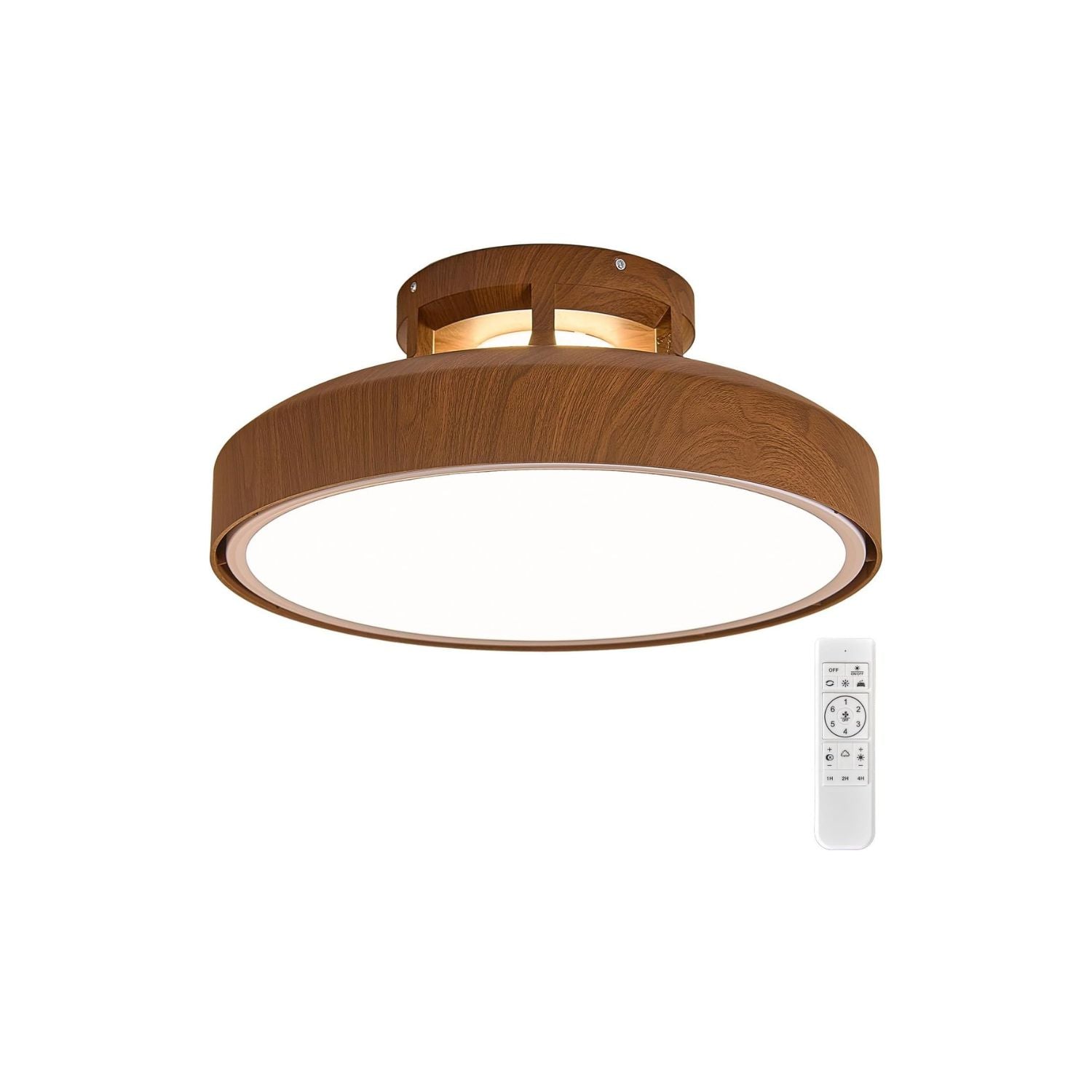 Bladeless Ceiling Fans with Lights and Remote, 18.9" Walnut Color