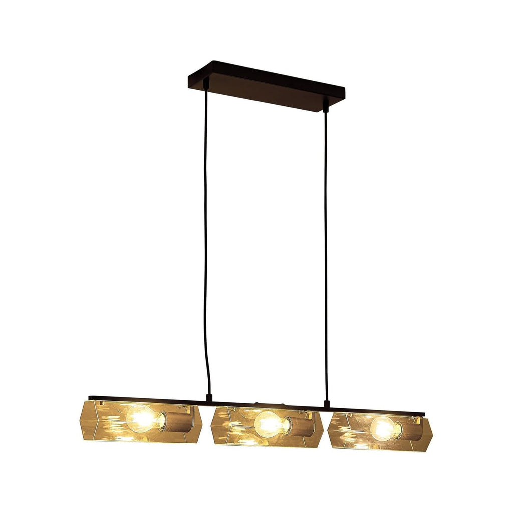 Modern Textured Linear Chandelier 3 Light Hanging Pendant Light