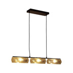 Modern Textured Linear Chandelier 3 Light Hanging Pendant Light