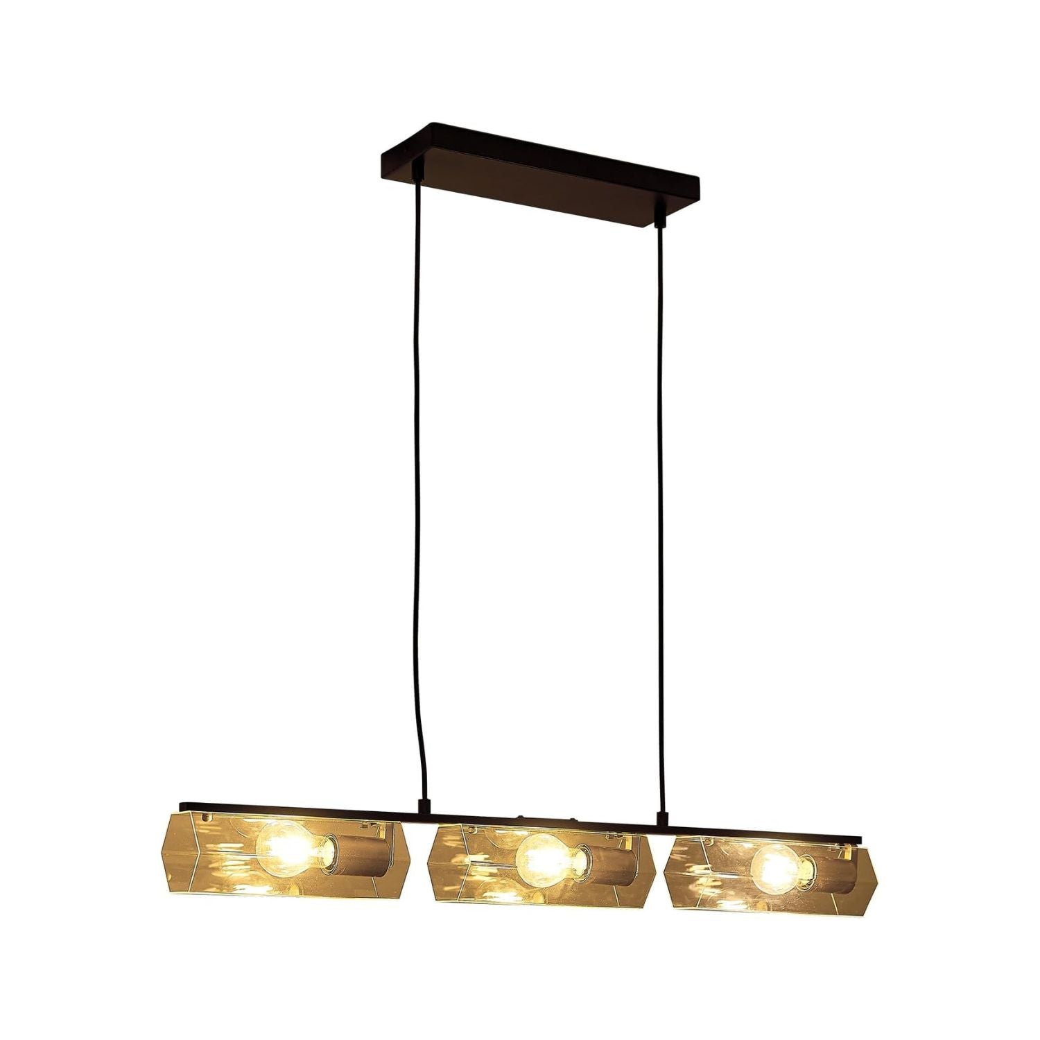 Modern Textured Linear Chandelier 3 Light Hanging Pendant Light