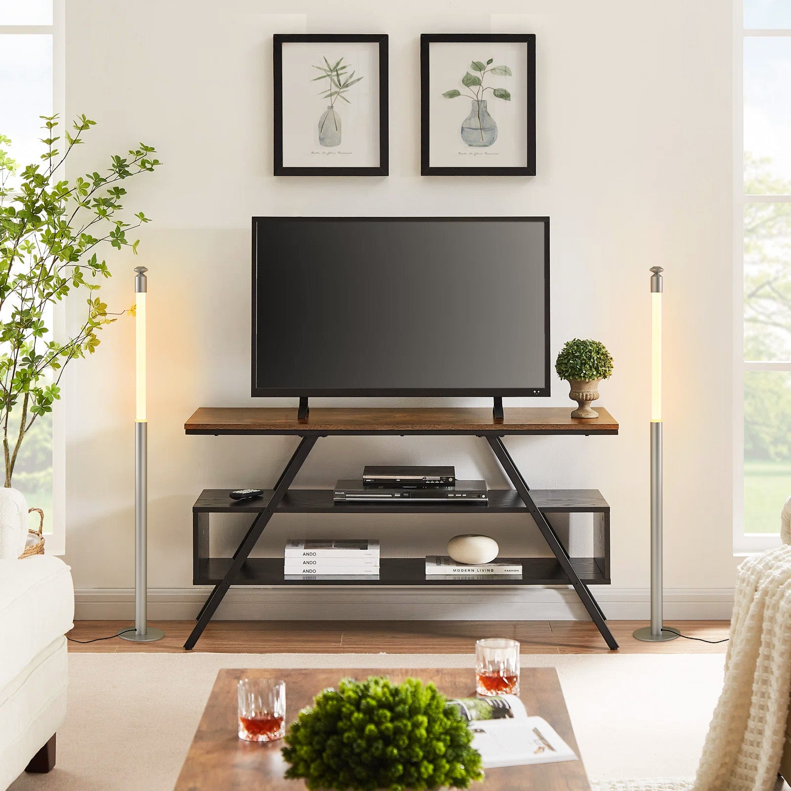 CASAGD LED Corner Floor Lamp with Touch Control Adjustable Height Minimalist Standing Lamp