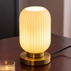 Bedside Table Lamp with Glass Shade White Glass Nightstand Lamp Modern Desk Lamp
