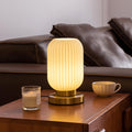 Bedside Table Lamp with Glass Shade White Glass Nightstand Lamp Modern Desk Lamp