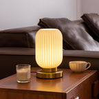Bedside Table Lamp with Glass Shade White Glass Nightstand Lamp Modern Desk Lamp