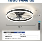 20" Flush Mount Ceiling Fans with Lights and Remote