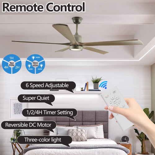Modern Wood Ceiling Fan with Light and Remote Control