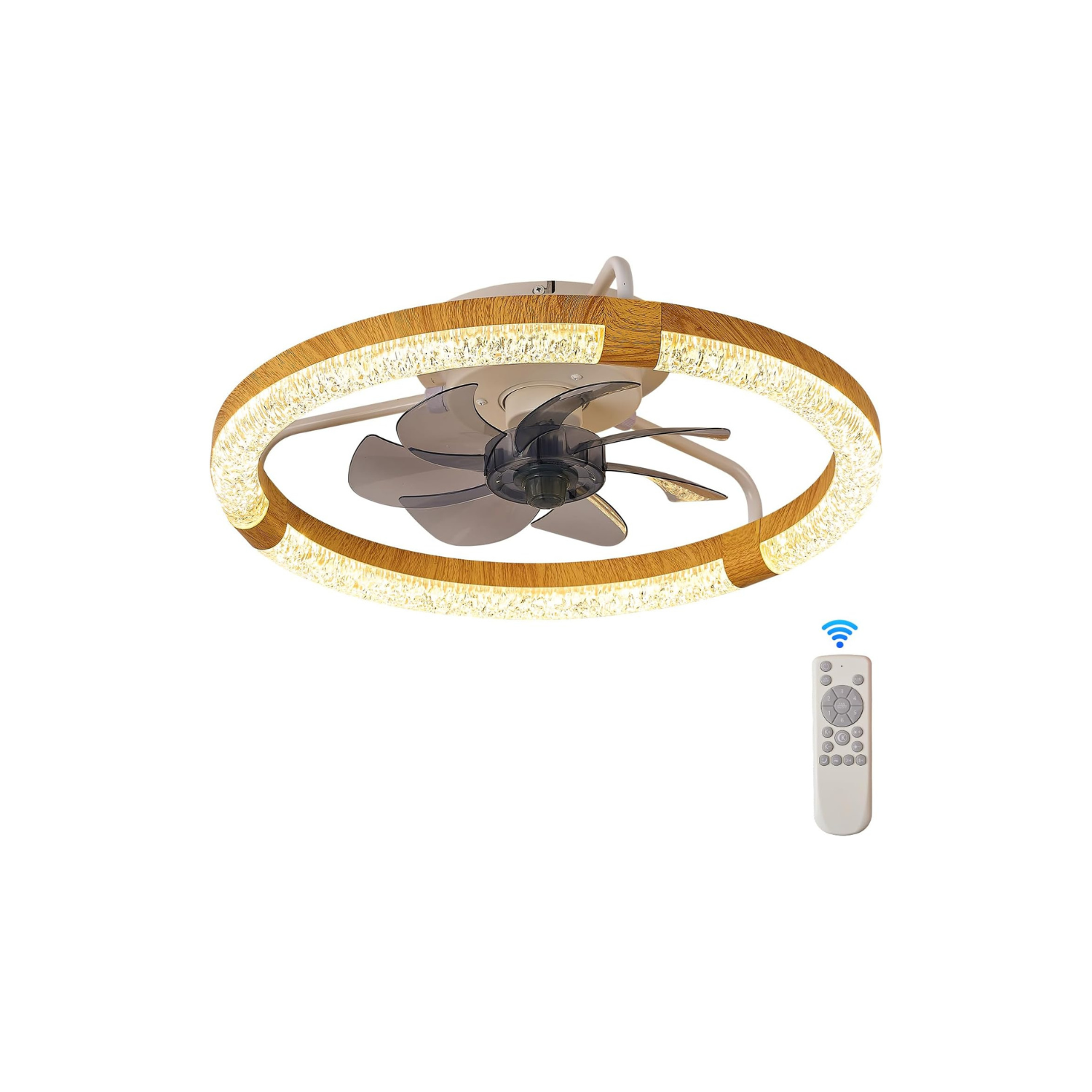 19.7 Inches Low Profile Ceiling Fan, Dimmable LED Ceiling Fans with Lights and Remote Timing and 6 Wind Speeds