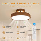 Bladeless Ceiling Fans with Lights and Remote, 18.9" Walnut Color