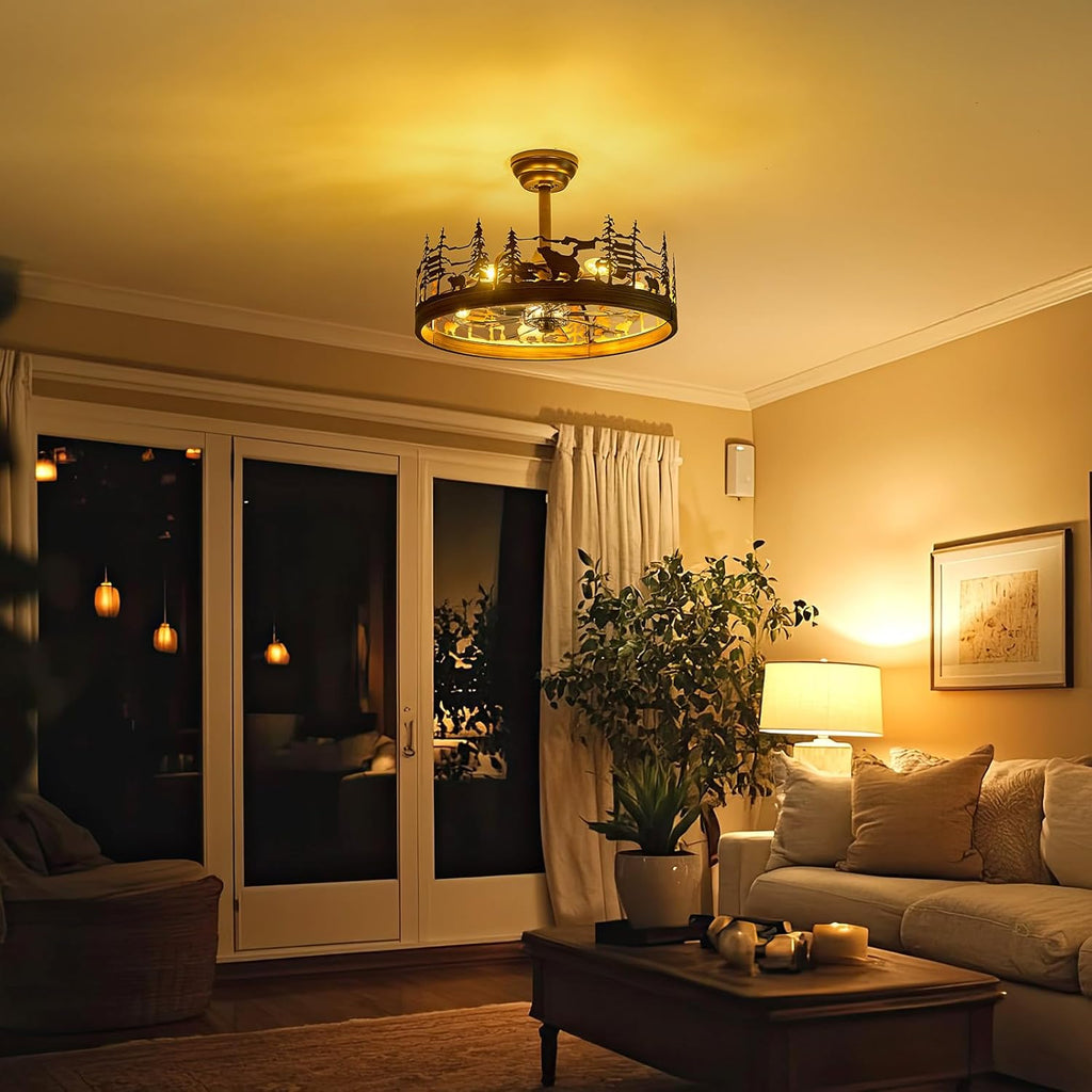 Farmhouse Rustic Ceiling Fan with Light and Remote, 21.7"
