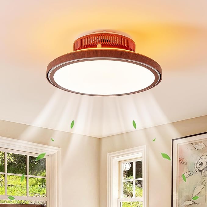 Farmhouse 18" Embedded Ceiling Fan with Light and Remote Control