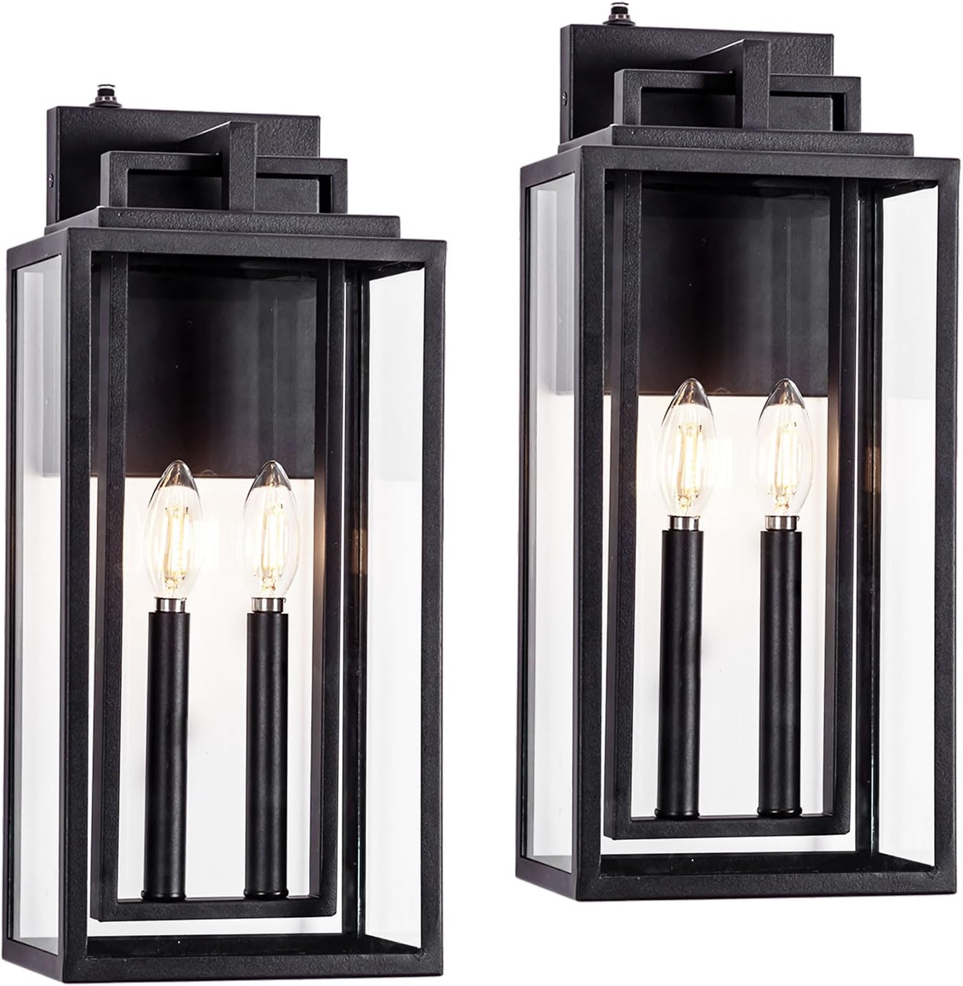 Dusk to Dawn Outdoor Wall Sconce Waterproof Wall Lantern 2-Lights Outside Modern Wall Mount Light
