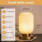 Bedside Table Lamp with Glass Shade White Glass Nightstand Lamp Modern Desk Lamp