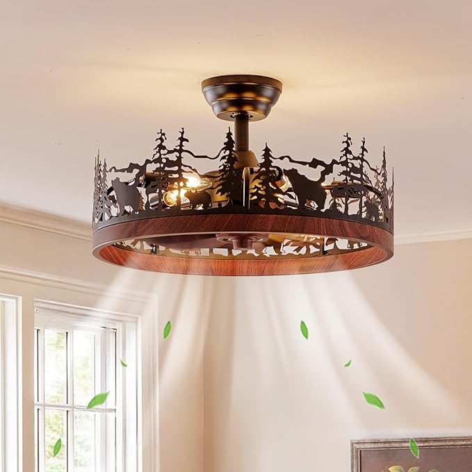 Farmhouse Rustic Ceiling Fan with Light and Remote, 21.7"