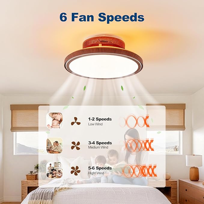 Farmhouse 18" Embedded Ceiling Fan with Light and Remote Control