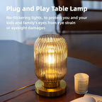 Bedside Table Lamp with Glass Shade Modern Desk Lamp with Plug-in Style for Bedroom Living Room