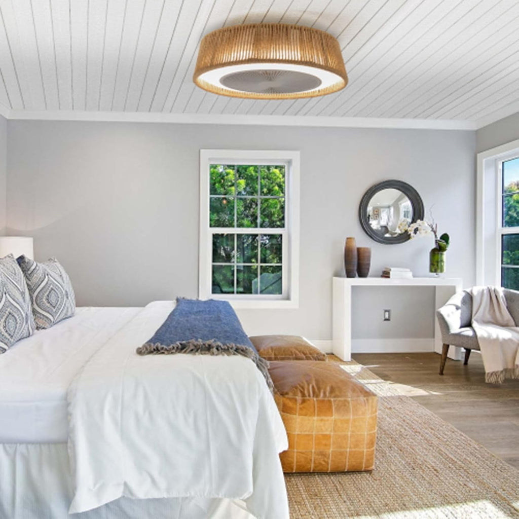 20" Boho Cage Enclosed Bladeless Ceiling Fan with Lights