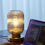 Bedside Table Lamp with Glass Shade Modern Desk Lamp with Plug-in Style for Bedroom Living Room