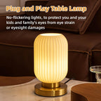 Bedside Table Lamp with Glass Shade White Glass Nightstand Lamp Modern Desk Lamp