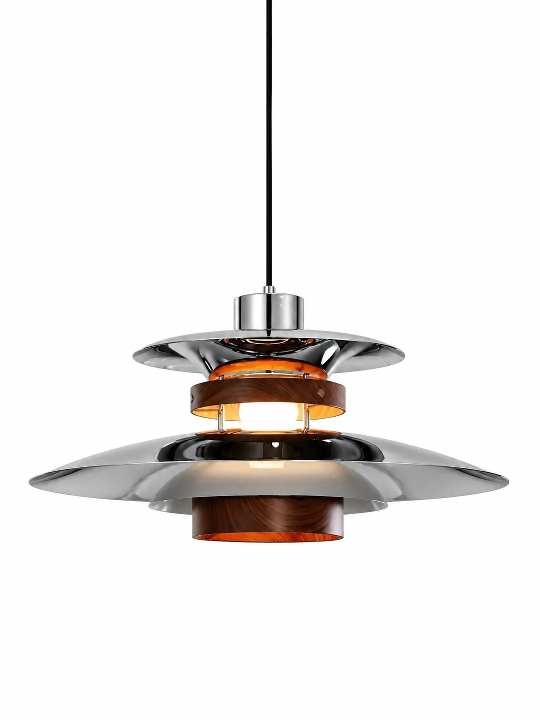 CASAGD PH Disc Pendant Light Walnut Wood Grain Dining Pendant Lamp