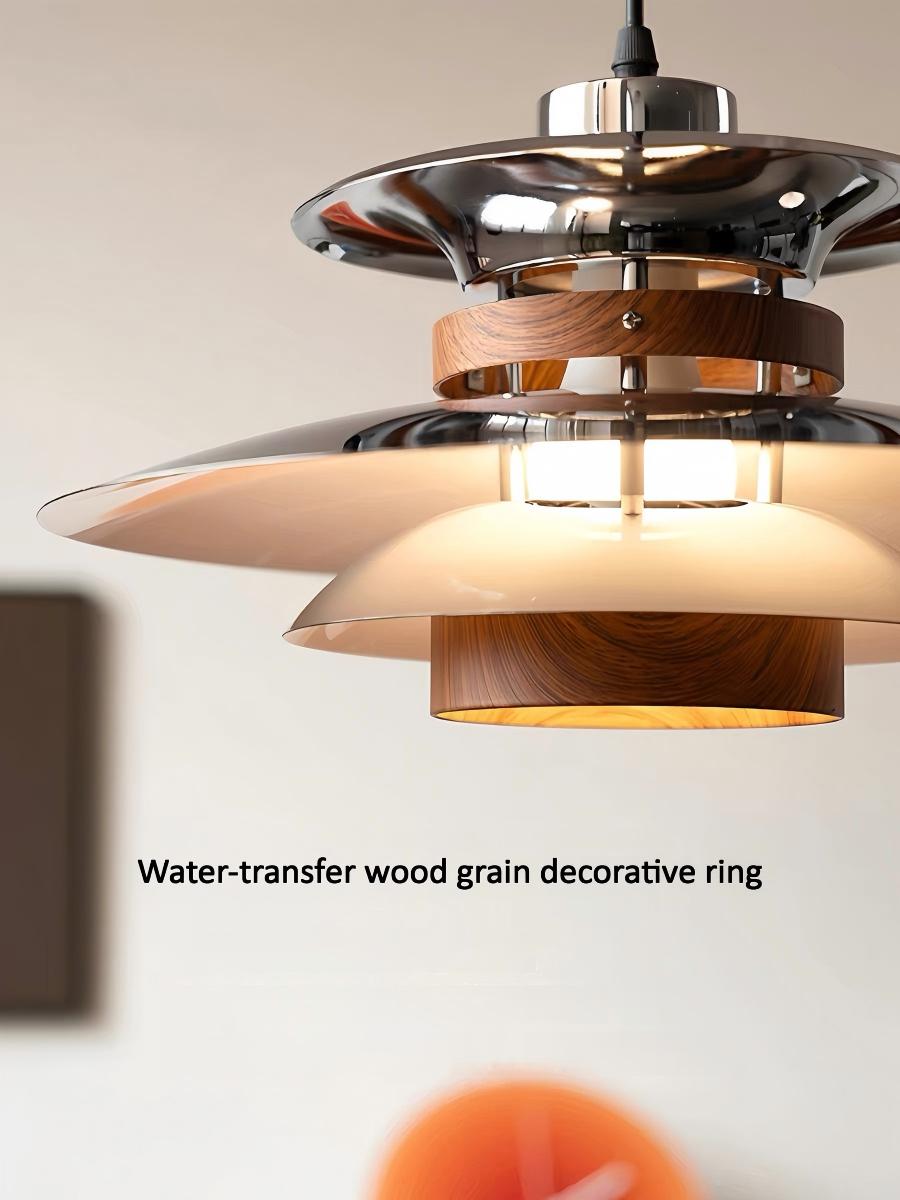 CASAGD PH Disc Pendant Light Walnut Wood Grain Dining Pendant Lamp