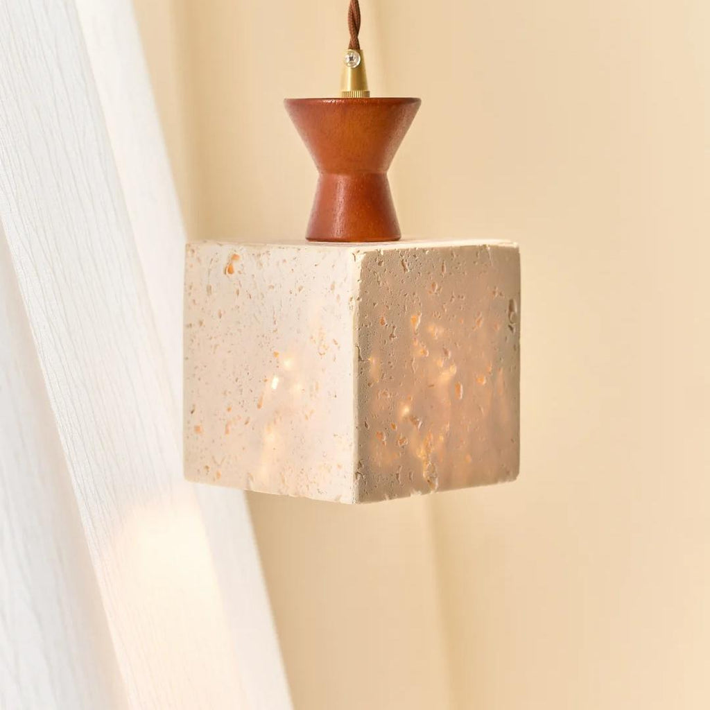 CASAGD Travertine Pendant Light Natural Texture, Elegant Light and Shadow