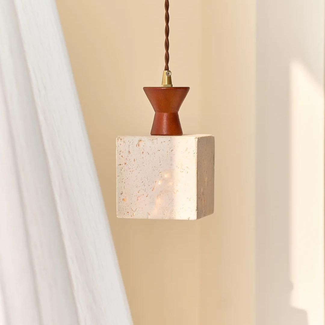 CASAGD Travertine Pendant Light Natural Texture, Elegant Light and Shadow
