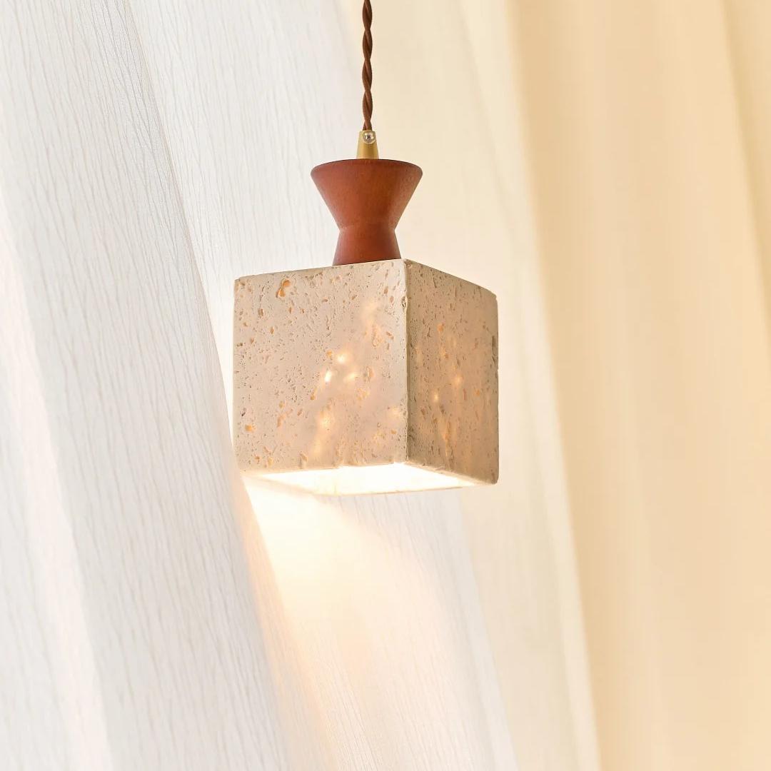 CASAGD Travertine Pendant Light Natural Texture, Elegant Light and Shadow