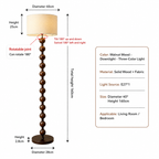 CASAGD Vintage Solid Wood Floor Lamp Wabi-Sabi Living Room Standing Lamp