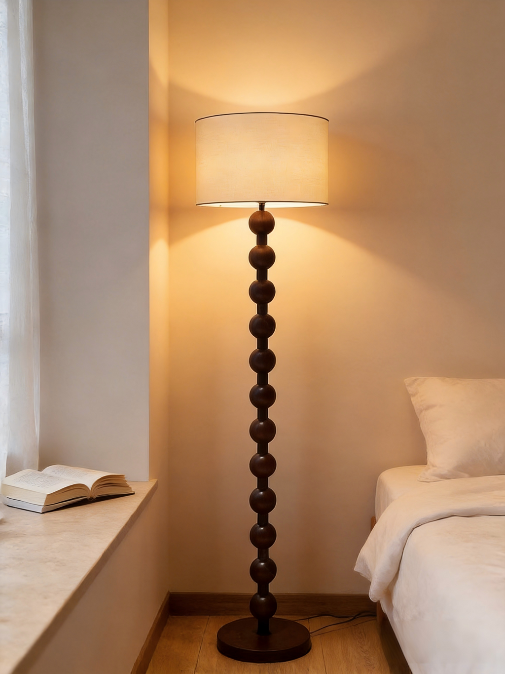 CASAGD Vintage Solid Wood Floor Lamp Wabi-Sabi Living Room Standing Lamp