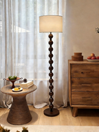 CASAGD Vintage Solid Wood Floor Lamp Wabi-Sabi Living Room Standing Lamp
