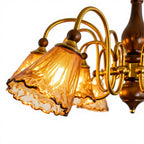 CASAGD French Mid-Century Chandelier Solid Wood & Glass Ambient Ceiling Light