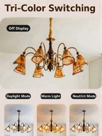 CASAGD French Mid-Century Chandelier Solid Wood & Glass Ambient Ceiling Light