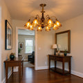 CASAGD French Mid-Century Chandelier Solid Wood & Glass Ambient Ceiling Light