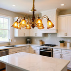 CASAGD French Mid-Century Chandelier Solid Wood & Glass Ambient Ceiling Light