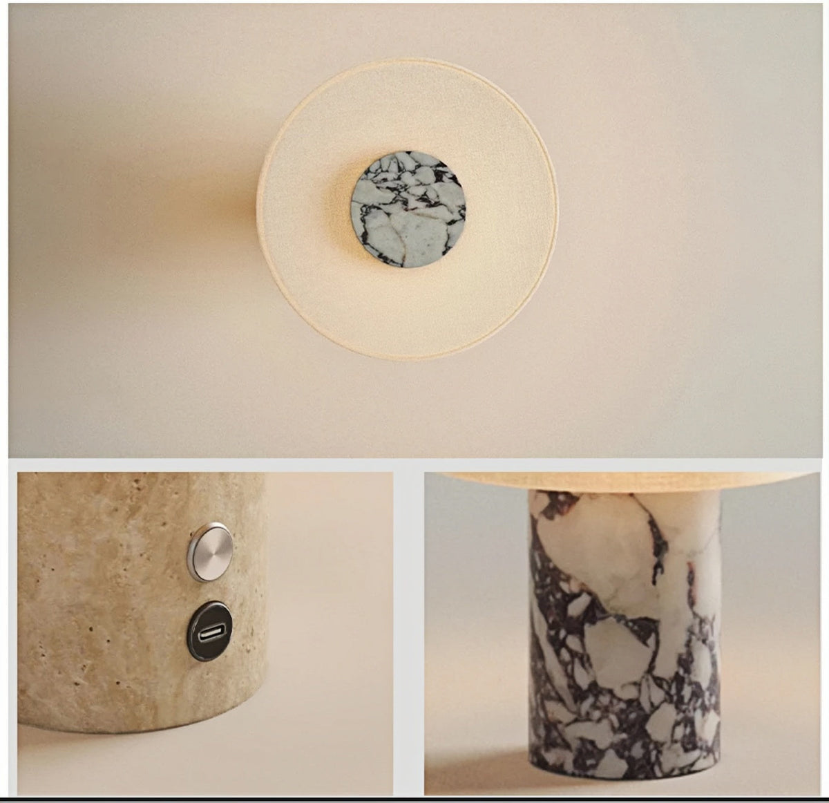 CASAGD Marble Table Lamp Elegant Ambient Lighting for Bedroom & Living Room