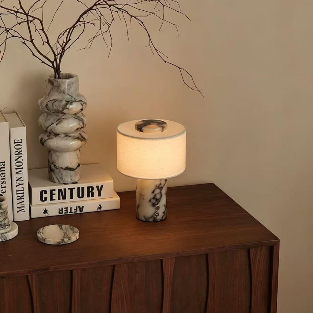 CASAGD Marble Table Lamp Elegant Ambient Lighting for Bedroom & Living Room