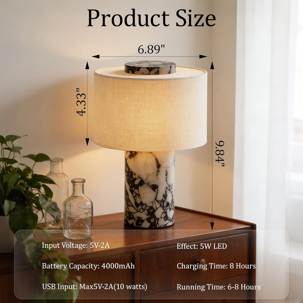 CASAGD Marble Table Lamp Elegant Ambient Lighting for Bedroom & Living Room