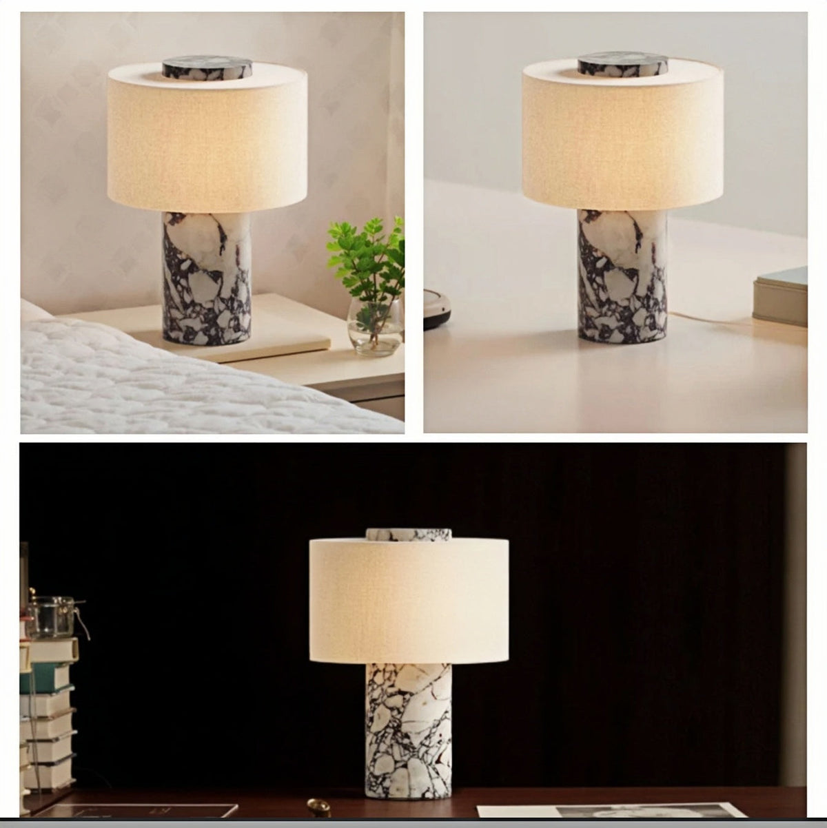 CASAGD Marble Table Lamp Elegant Ambient Lighting for Bedroom & Living Room