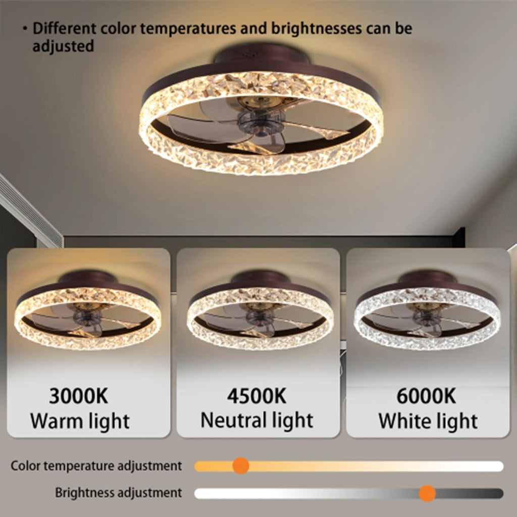 20" Low Profile Ceiling Fan with Light and Remote Control LED Ceiling Fan 6 Speeds